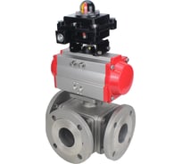 Шаровой кран DN.ru 316-316-PTFE L-тип Ду25 Ру16, пневмопривод, БКВ D160-33425
