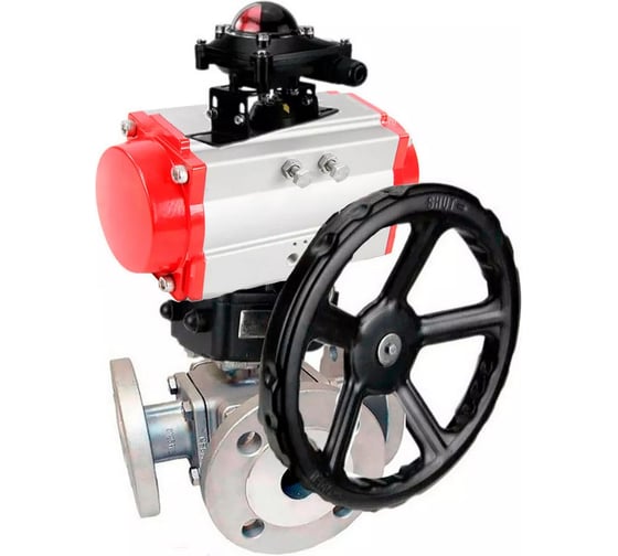 Кран шаровый DN.ru 316-316-PTFE-16 ISO 3-ходовой T-тип Ду20 Ру16, БКВ, ручной дублёр D160-34103 1