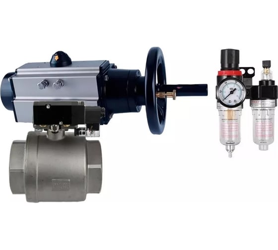 Кран шаровой DN.ru КШМП.316.230-ISO Ду100 Ру40 с пн.приводом, пн.распределителем, БПВ D160-31164 1