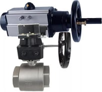 Кран шаровый DN.ru КШМП-ISO Ду100 Ру63, пневмораспределитель, ручной дублёр D160-31222