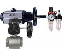 Кран шаровый DN.ru КШМП-ISO Ду100 Ру63, пневмораспределитель, ручной дублёр, БПВ D160-31192