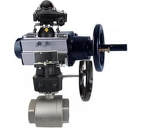 Кран шаровый DN.ru КШМП-ISO Ду100 Ру63, пневмораспределитель, БКВ, ручной дублёр, БПВ D160-31204