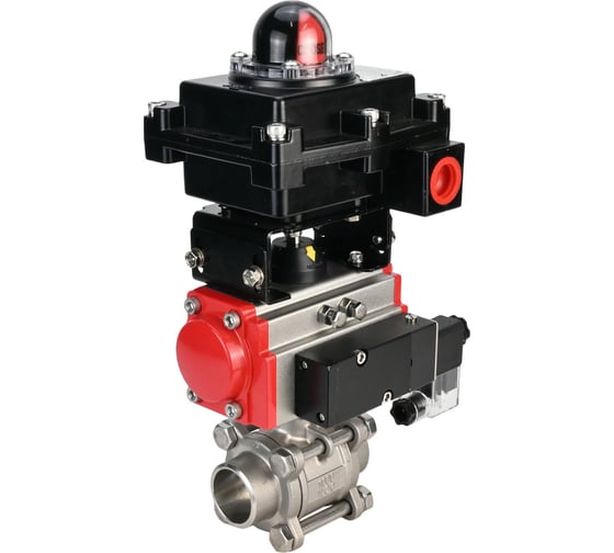 Шаровой кран DN.ru КШПП 316.200 Ду20 Ру63 пневмопривод, пневмораспред, БКВ D160-19359 1