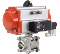 Кран шаровой DN.ru КШПП 316.200-ISO Ду25 Ру63 с пневмоприводом, пневмораспределителем D160-09537