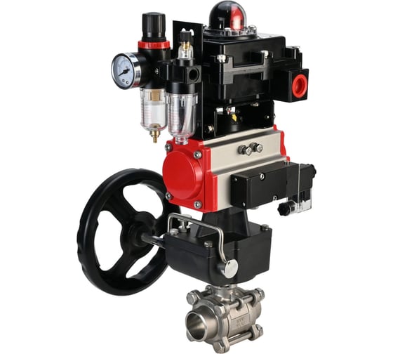 Кран шаровой DN.ru КШПП 316.200-ISO Ду25 Ру63 пн.привод, пневмораспр., БПВ, БКВ, дублер D160-19961 1