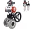 Шаровой кран DN.ru КШФП.316.200 Ду100 Ру16 с пневмоприводом, пневмораспределителем, БПВ, БКВ, дублером D160-31693 1
