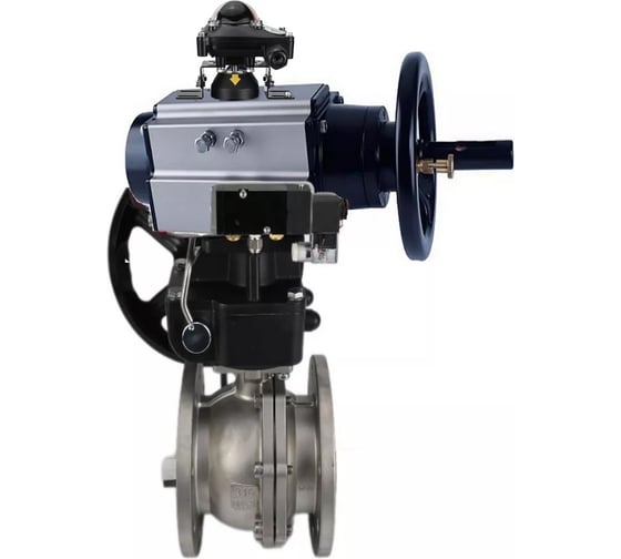 Кран шаровой DN.ru КШФП-ISO Ду100, Ру16, пневмораспределитель, БКВ взрывозащищенный, дублёр D160-30709 1