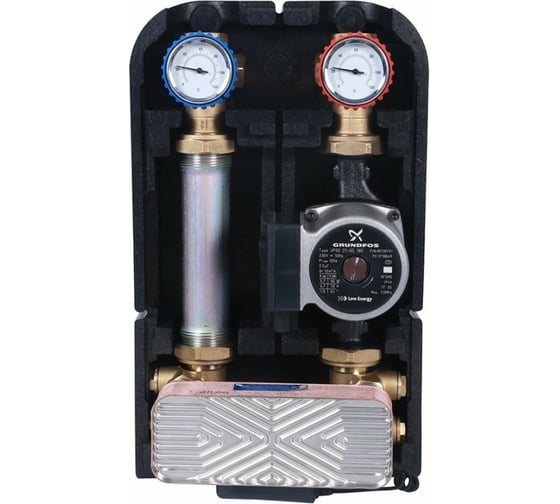 Насосная группа STOUT с 18 пластинами, с насосом, в теплоиз. Grundfos UPSO25-65 SDG-0038-182502 RG008U9S98RSO8 1