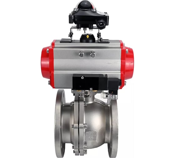 Шаровой кран DN.ru КШФП.316.200 Ду80 Ру16 с пневмоприводом, пневмораспределителем, БКВ D160-21263 1