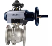 Шаровой кран DN.ru КШФП.316.200 Ду80 Ру16 с пневмоприводом, пневмораспределителем, БКВ D160-30599