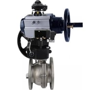 Кран шаровой DN.ru КШФП-ISO Ду80, Ру16, пневмораспределитель, БКВ, ручной дублёр D160-30631