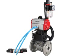 Шаровой кран DN.ru КШФПТ-ISO.304.180 Ду100 Ру16, с пневмоприводом, пневмораспределителем, БПВ, дублер D160-21708