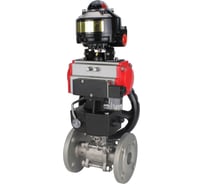 Шаровой кран DN.ru КШФПТ-ISO.304.180 Ду15 Ру40, с пневмоприводом, пневмораспределителем, БКВ, дублер D150-00857