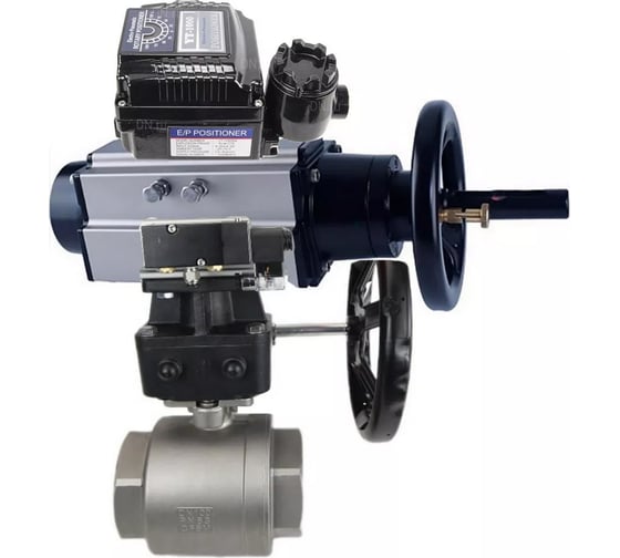 Шаровой кран DN.ru КШМП-ISO Ду80 Ру63, пневмопозиционер, ручной дублёр D160-31345 1