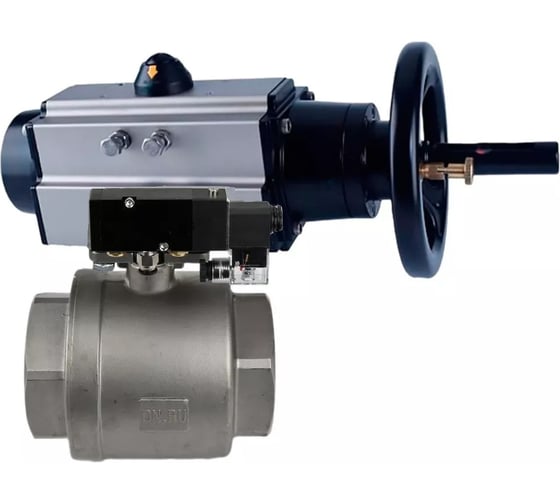 Кран шаровой DN.ru КШМП.316.230-ISO Ду80 Ру40 с пневмоприводом, пневмораспределителем D160-31163 1