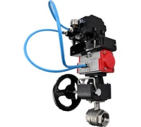 Кран шаровой DN.ru КШМП.316.230-ISO Ду20 Ру63 с пн.приводом, пневмопозиционером, дублером D160-14320