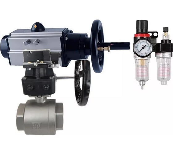 Шаровой кран DN.ru КШМП-ISO Ду80 Ру63, пневмораспределитель, ручной дублёр, БПВ D160-31245 1