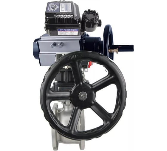 Шаровой кран DN.ru КШмФП-ISO Ду100 Ру16, пневмопозиционер, ручной дублёр D160-31334 1