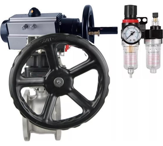 Шаровой кран DN.ru КШмФП-ISO Ду100 Ру16, пневмораспределитель, ручной дублёр, БПВ D160-30757 1