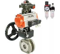 Шаровой кран DN.ru КШмФП.316.200 Ду80 Ру16 пневмопривод, пневмораспред, БКВ, БПВ, дублёр D160-31705