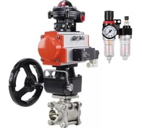 Кран шаровой DN.ru КШПП 316.200-ISO Ду10 Ру63 пн.привод, пневмораспр., БПВ, БКВ, дублер D160-11455