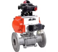 Шаровой кран DN.ru КШФПТ-ISO.304.180 Ду20 Ру40 с пневмоприводом, пневмораспределителем, БКВ D160-21559