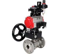 Шаровой кран DN.ru КШФПТ-ISO.316.180 Ду20 Ру40, с пневмоприводом, пневмораспределителем, БПВ, БКВ, дублер D160-10521