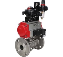 Шаровой кран DN.ru КШФПТ-ISO.304.180 Ду40 Ру40, с пневмоприводом, пневмораспределителем, БПВ, БКВ D160-10240