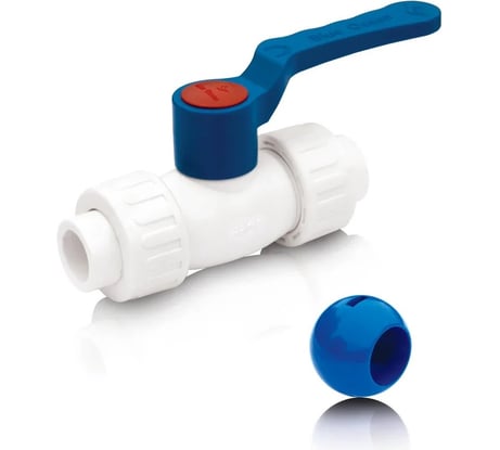 Кран шаровой Blue Ocean полипропиленовый (шар ABS) с 2 сгонами ХВС - 25 PPRF/BVUA-CW/PPR(W)-25