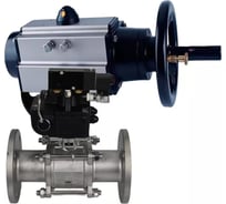 Шаровой кран DN.ru КШФПТ-ISO.304.180 Ду65 Ру25 с пневмоприводом, пневмораспределителем D160-30919
