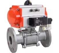 Шаровой кран DN.ru КШФПТ-ISO.304.180 Ду65 Ру25 с пневмоприводом, пневмораспределителем, БПВ D160-21531