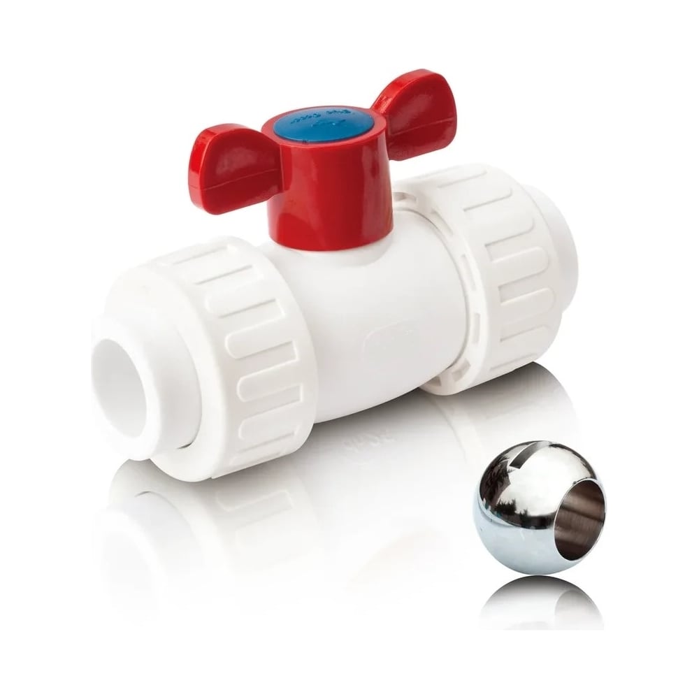 Шаровой кран Blue Ocean полипропиленовый (шар латунь) с 2 сгонами ГВС ...