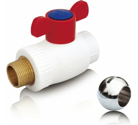 Шаровой кран Blue Ocean (шар - латунь) полипропиленовый ГВС НР - 32х1 PPRF/BV-HW-1B/PPR(W)-MT-32х1"