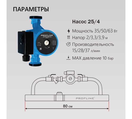 Байпас PROFLINE (насос 25/4 комплектуется железом Ду50) с обратным клапаном УТ-00007447