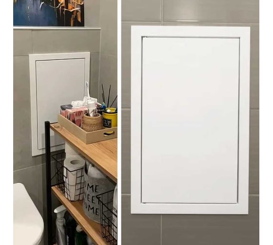 Люк металлический Хаммер 30x40 (ШхВ) см, нажимной, сталь, белый, петли на стороне 40 хн34