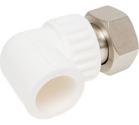 Угольник с накидной гайкой Политэк 25x1" PPRC (белые) 9888002501