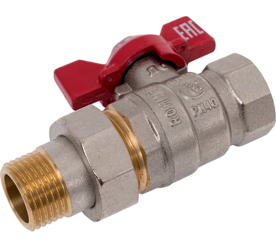 Кран шаровой с американкой ROMMER, ВР/НР, ручка бабочка 1/2 дюйма RBV-0005-2510215 RG00938RJNAQP3 1