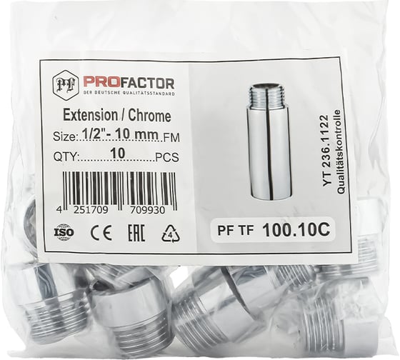 Удлинитель PROFACTOR CHROME в/н 1/2 - 10мм PF TF 100.10C