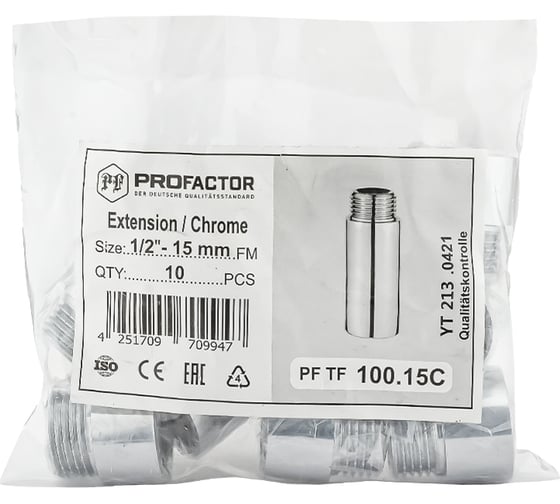 Удлинитель PROFACTOR CHROME в/н 1/2 - 15мм PF TF 100.15C