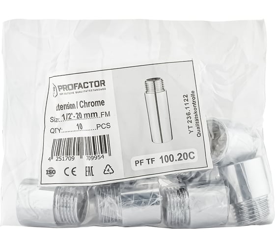 Удлинитель PROFACTOR CHROME в/н 1/2 - 20мм PF TF 100.20C