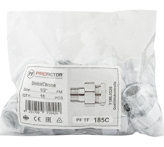 Соединение с полусгоном прямое американка PROFACTOR CHROME в/н 1/2 PF TF 185C
