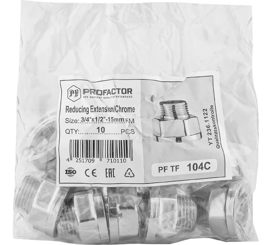 Удлинитель переходной PROFACTOR CHROME в/н 3/4 х 1/2 PF TF 104C