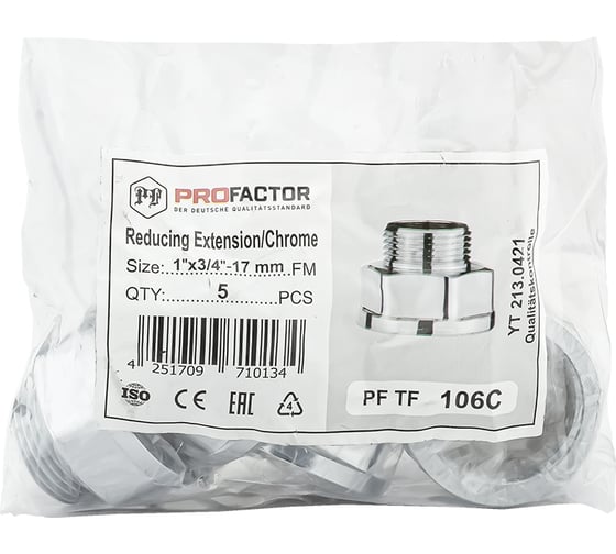 Удлинитель переходной PROFACTOR CHROME в/н 1 х 3/4 PF TF 106C