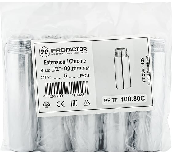 Удлинитель PROFACTOR CHROME в/н 1/2 - 80мм PF TF 100.80C
