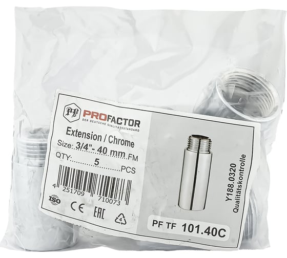 Удлинитель PROFACTOR CHROME в/н 3/4 - 40мм PF TF 101.40C