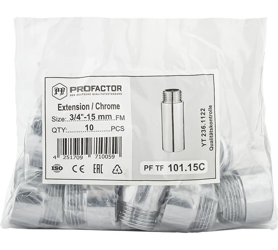 Удлинитель PROFACTOR CHROME в/н 3/4 - 15мм PF TF 101.15C