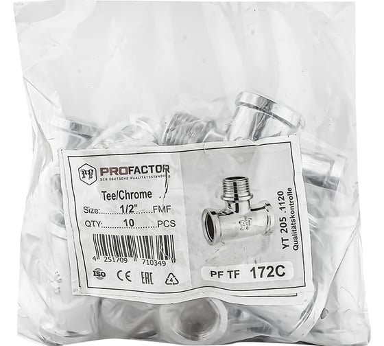 Тройник PROFACTOR CHROME в/н/в 1/2 PF TF 172C