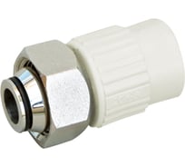 Муфта комбинированная полипропиленовая 20×3/4" прямая с накидной гайкой (евроконус), белая (PPR фитинг для труб, сварное соединение) Millennium FT05301