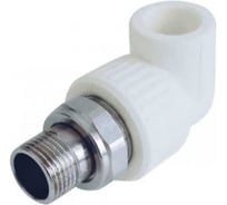 Муфта разъёмная угловая 20×1/2" с наружной резьбой, полипропилен/латунь, белая — для соединения пластиковых и металлических труб под углом 90° в системах водоснабжения и отопления Millennium 3M22-tre-200b00