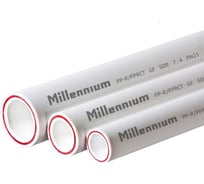Труба полипропиленовая армированная стекловолокном Millennium 63x10,5 PN25 длина 4 м 3M02-tfr-6300251